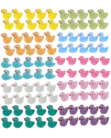 KGDUYC Pack of 100 Small Duck Mini Ducks Resin Mini Duck Mini Figures Duck Tiny Resin Ducks DIY Tiny Ducks Small Colourful Ducks Toy for Aquarium Garden Landscape Dollhouse Pot Decoration
