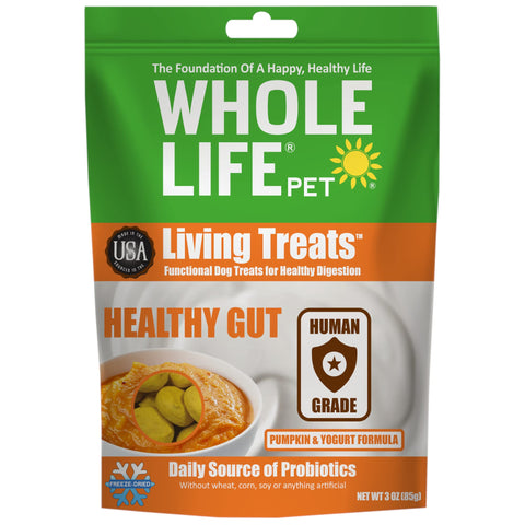 Whole Life Pet Human Grade Probiotic Dog Treats - Pumpkin & Yogurt - Easy Digestion, Firmer Stool, Sensitive Stomachs - Made in The USA