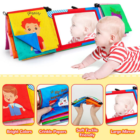 teytoy Baby Mirror Tummy Time Toys, Baby Toys 0-6 Months with Cloth Books,3D Activity Sensory Montessori Toys Emotions Toys Feeling Toys for Baby Toddler Children for Autism