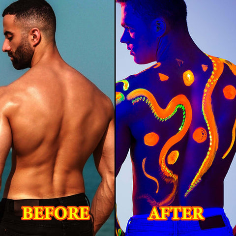 6Pcs Glow in Dark Face Body Paint,Blacklight Neon Fluorescent Long Lasting Face Body Makeup Set Washable Face Body Paint for Halloween,Christmas,Cosplay,Party