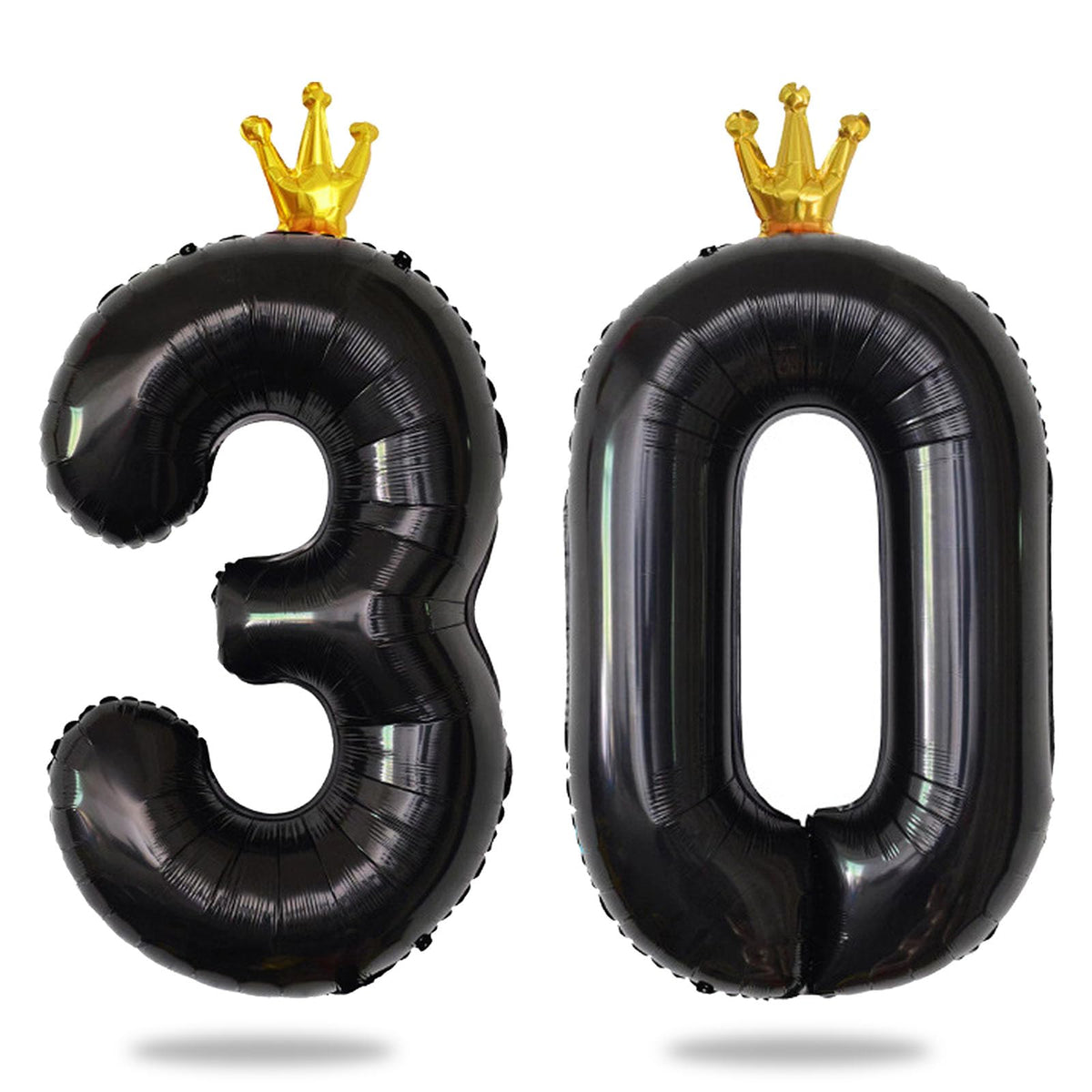 Yiran 40inch Black Foil Balloon Number 30 with Gold Crown, Large Number Balloons, Helium 30 Balloon Numbers, Black 30th Birthday Decorations for Men Women/Anniversary Party Decorations