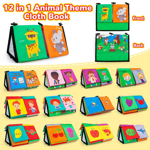 teytoy Baby Mirror Tummy Time Toys, Baby Toys 0-6 Months with Cloth Books,3D Activity Sensory Montessori Toys Emotions Toys Feeling Toys for Baby Toddler Children for Autism