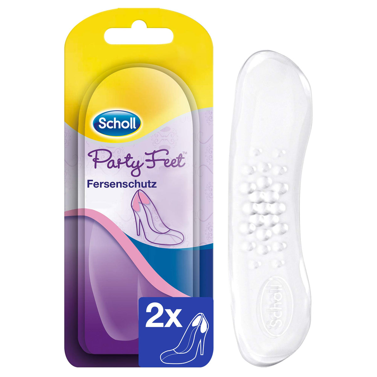 Scholl Party Feet Heel Protectors - Non-Slip Gel Insoles with GelActiv Technology for Almost All Women's Shoes - 1 Pair of Self Adhesive Gel Insoles