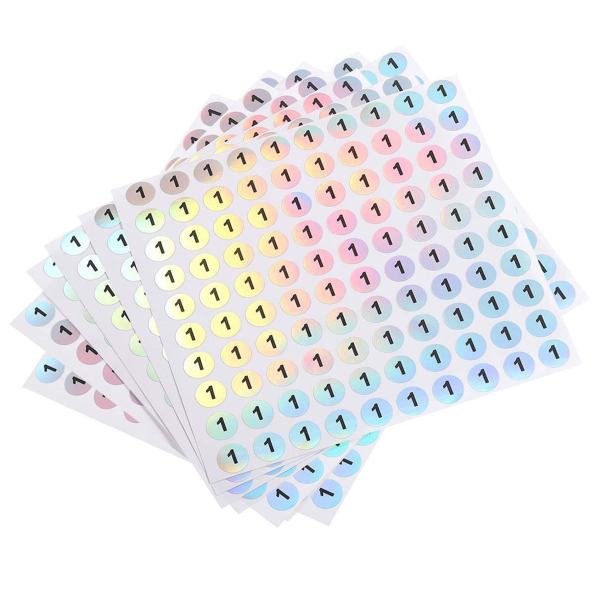 MECCANIXITY Laser Number Stickers, Number 1 Round Self Adhesive Reflective Sticker for Inventory, Storage Organizing, 10 Sheets(1000pcs)