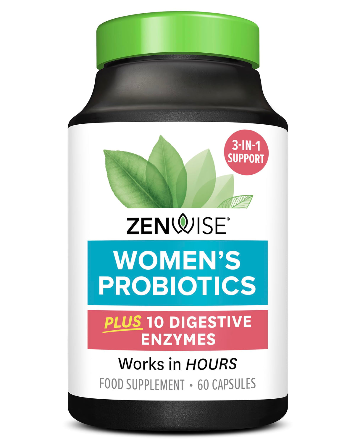Zenwise Health Womens Probiotics for Gut Health with Digestive Enzymes for Digestive Health for Women-60 Count