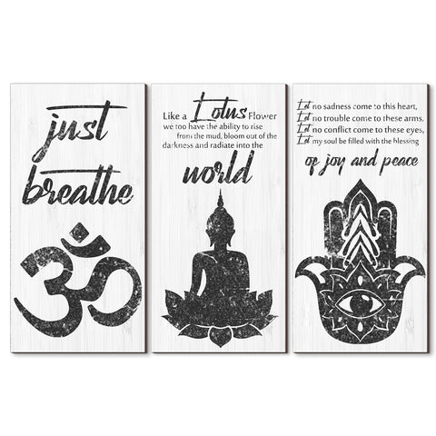 3 Pieces Buddha Quotes Wall Decors Inspirational Wall Arts Zen Meditation Decors Wooden Hanging Room Decors Meditation Home Decors Buddha Wall Arts for Living Room Yoga Decors
