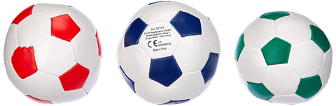 Lena 62163 Football Set of 3 White with Blue, Green or Red 3 10 cm Indoor and Outdoor Use Soft Sports Balls for Children from 12m