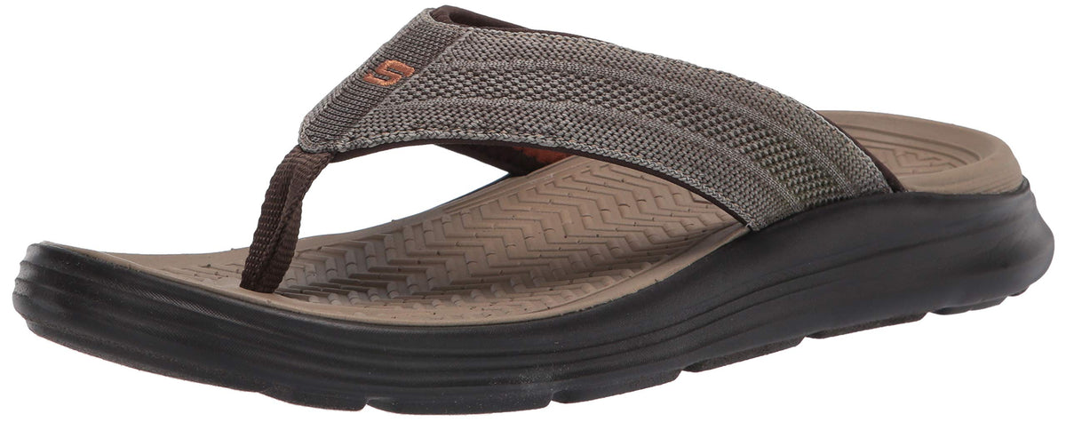 Skechers USA Men's Men's Thong Sandal Flip-Flop, Light Brown, 13