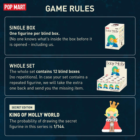 POP MART Baby Molly When I was Three?Series Figures, Baby Molly Blind Box Figures, Random Design Action Figures Collectible Toys Home Decorations, Holiday Birthday Gifts for Girls and Boys, Single Box