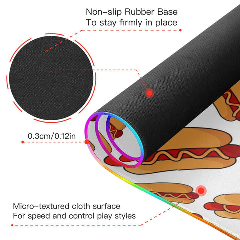 Hot Dogs Wireless Charging Mouse Pad for Mobile Phone Extra Large Gaming Mousepad with 13 Lighting Modes Computer Mat for Gaming MacBook PC Laptop Desk Home Office