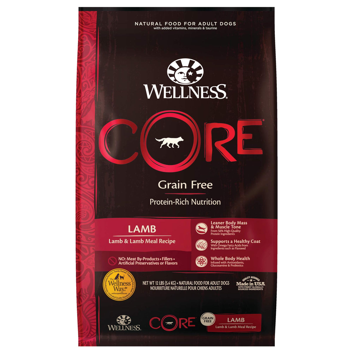 Wellness Core Natural Grain Free Dry Dog Food, Lamb, 12-Pound Bag