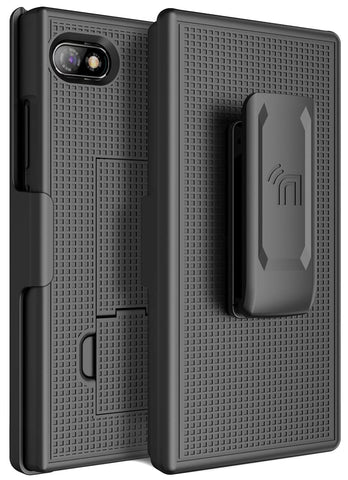 Case with Clip for Unihertz Titan Slim Phone, Nakedcellphone Hard Shell Cover with Kickstand and [Rotating/Ratchet] Belt Hip Holster Holder Combo - Black