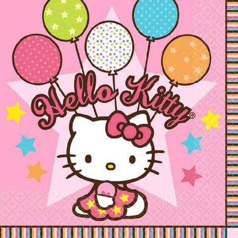 Amscan 509303 Beverage Napkins | Hello Kitty Balloon Dreams Collection | 16 pcs | Party Accessory