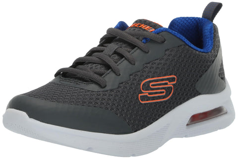 Skechers Boy's Microspec Max Sneaker, Charcoal/Blue, 11 Little Kid