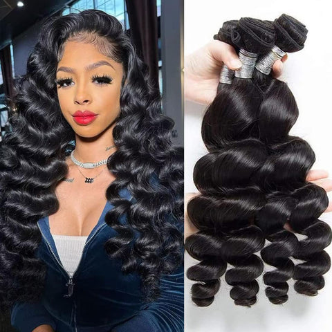 Ralisa Human Hair Bundles Loose Wave Bundles (18 20 22in) 10 A Brazilian Virgin 100% Unprocessed Human Hair Loose Deep Wavy 3 Bundles Natural Black Ocean wave Human Hair Bundles