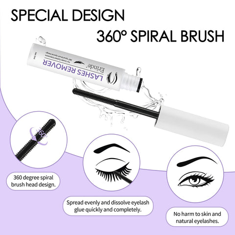 Erinde Cluster Lash Glue Remover 5ml, Lash Remover for Lash Extensions, Clear Mascara Makeup Remover, Eyelash Cluster Glue Remover, Mild Non-Irritating DIY Lash Extension Remover Adhesive