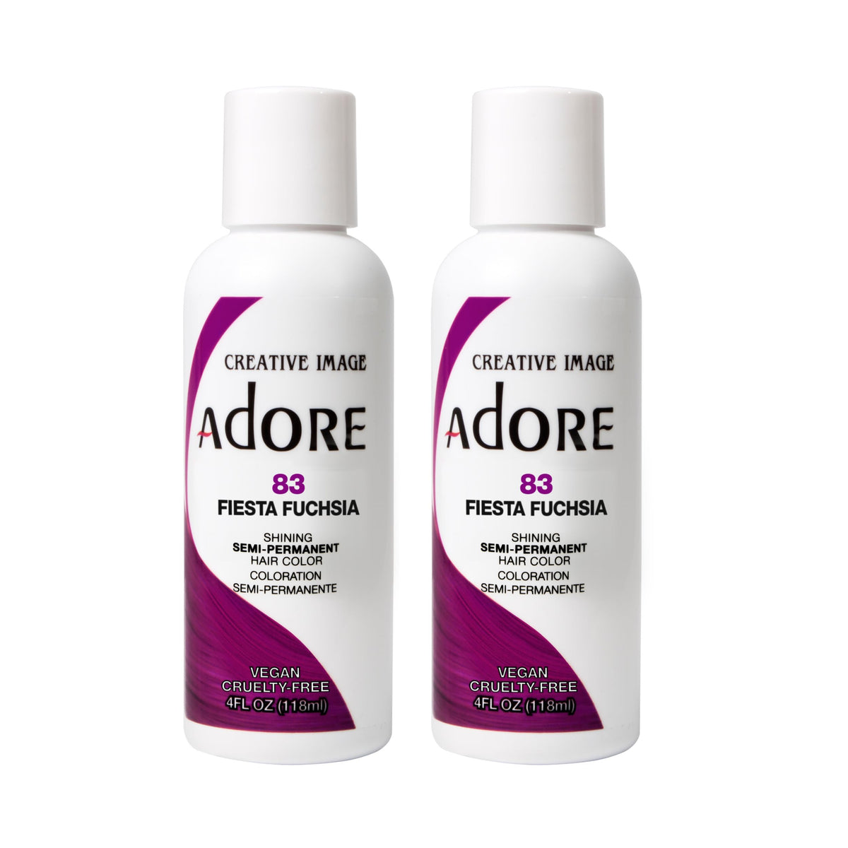 Adore Semi Permanent Hair Color - Vegan and Cruelty-Free Red Hair Dye - 4 Fl Oz - 083 Fiesta Fuchsia (Pack of 2)