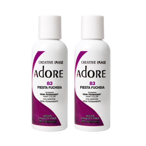 Adore Semi Permanent Hair Color - Vegan and Cruelty-Free Red Hair Dye - 4 Fl Oz - 083 Fiesta Fuchsia (Pack of 2)