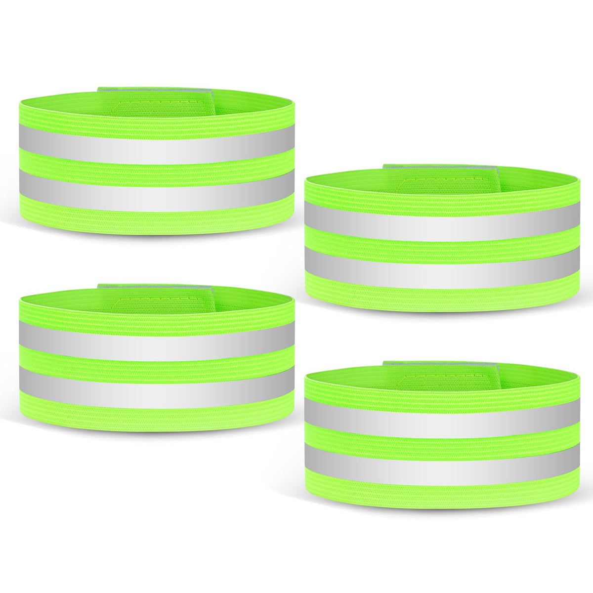 URAQT 4 PCS High Visibility Armbands, Double Reflective Wrist Strap, Running Safety Gear Reflective Wristbands Bike Ankle Bands Reflector Armband Hi Vis Arm Straps For Walking Cycling Running