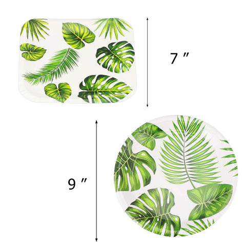 1 Set Dinner Plates Hawaiian Party Supplies Hawaii Party Napkins Paper Plate Disposable Jungle Party Cup Paper Cups Disposable Food Plate Jungle Decorations Leaves Banquet Summer