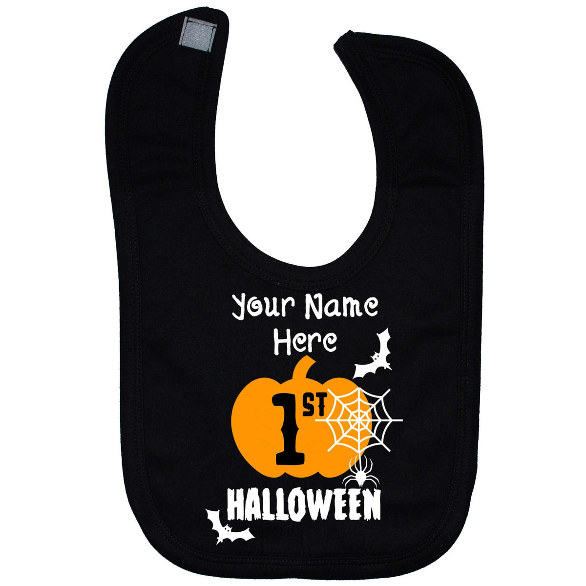 Acce Products Personalised My First Halloween Baby Feeding Bib Touch Attach 0 to approx 3 Years - Black