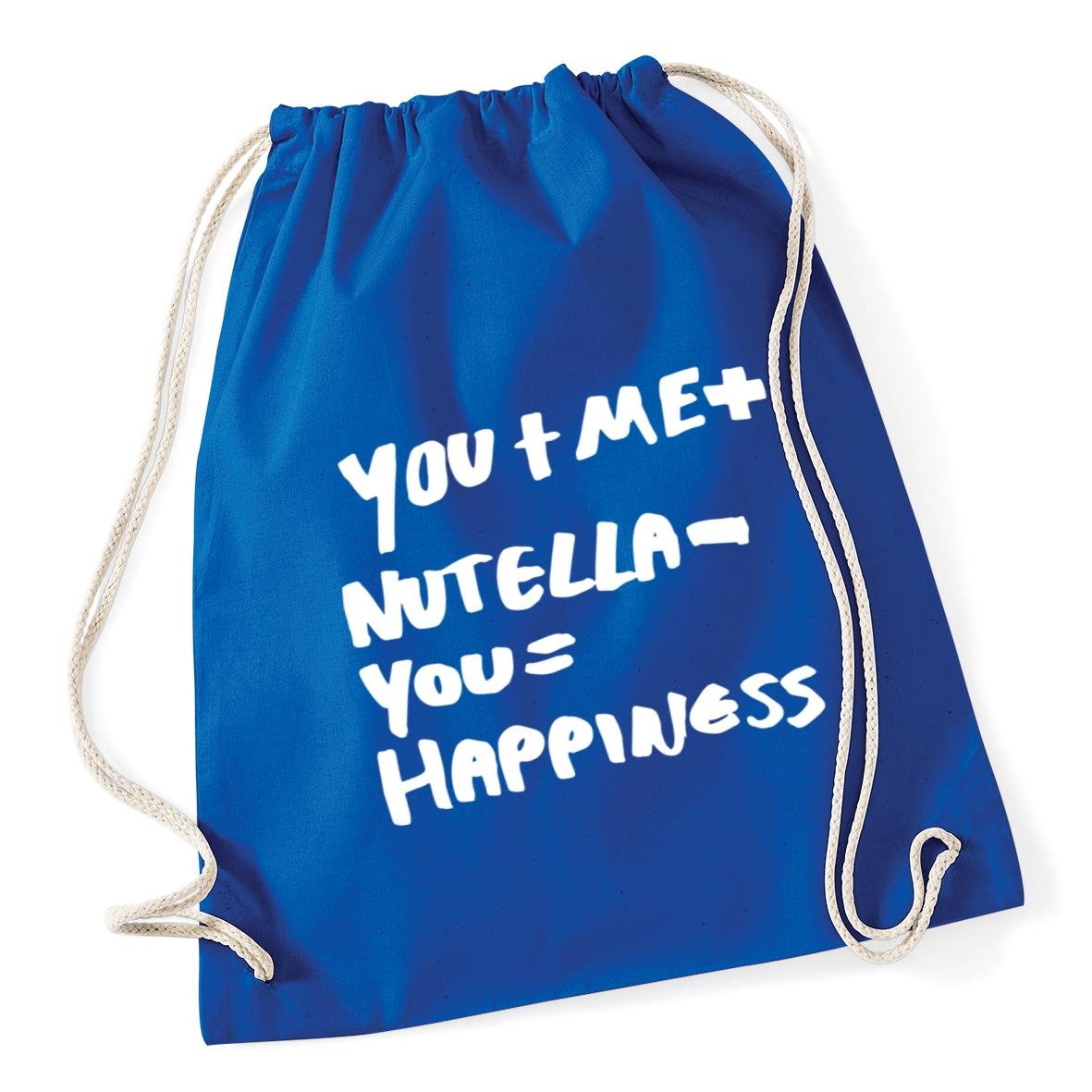 Hippowarehouse you + me + Nutella - you = happiness Drawstring Cotton School Gum Kid Bag Sack 37cm x 46cm, 12 litres