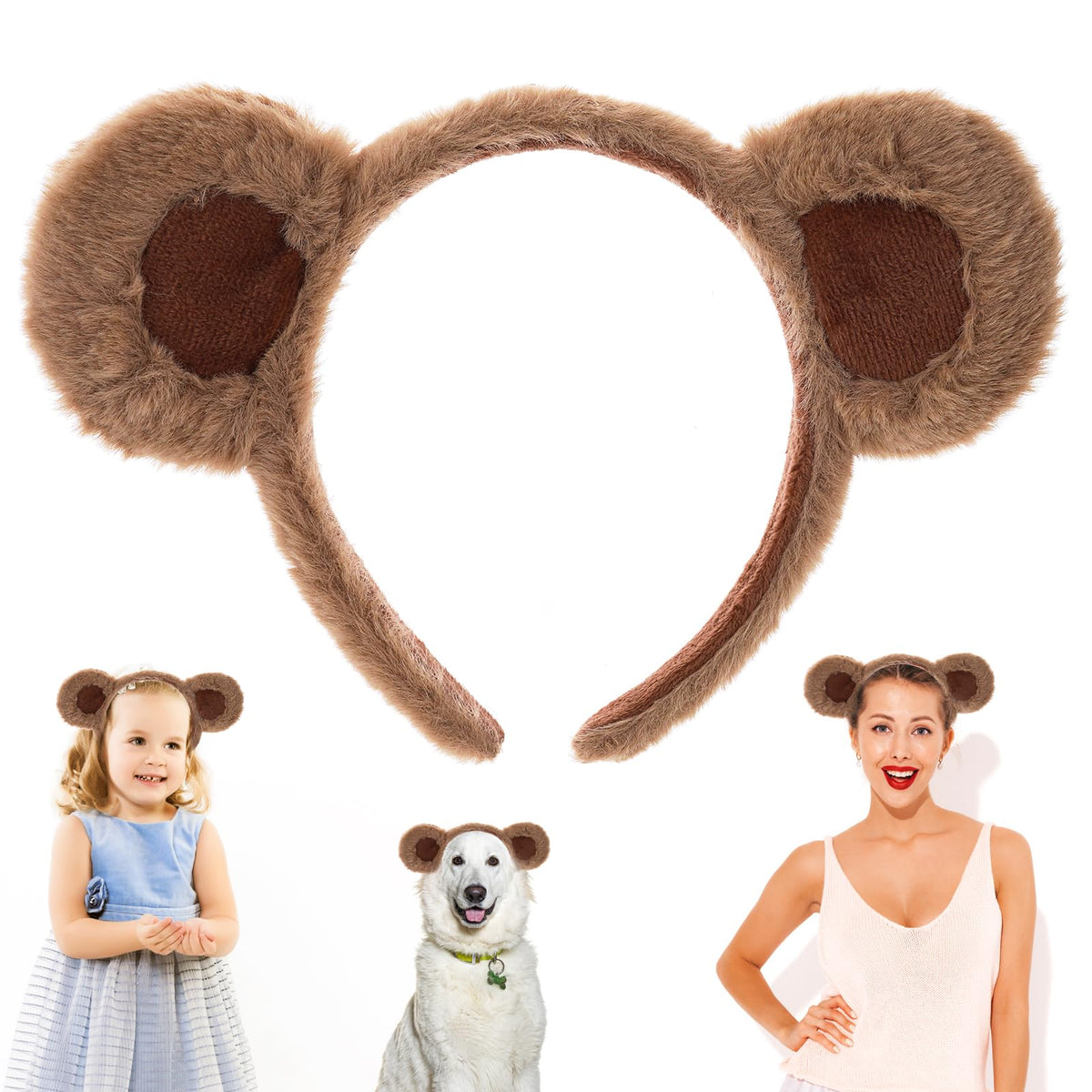 COMNICO Bear Ears Headband for Women Girls, Cute Animal Headband Makeup Washing Face Head Wear Fashion Hair Hoops Hair Accessories for Party Costume Cosplay Decoration