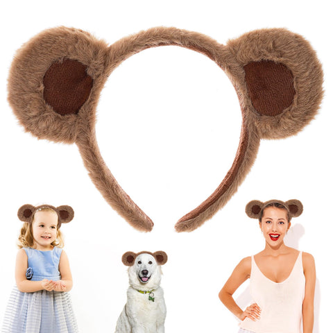 COMNICO Bear Ears Headband for Women Girls, Cute Animal Headband Makeup Washing Face Head Wear Fashion Hair Hoops Hair Accessories for Party Costume Cosplay Decoration