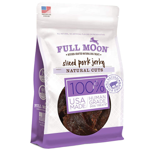 Full Moon Natural Cut Pork Jerky Healthy All Natural Dog Treats Human Grade Grain Free 10 oz
