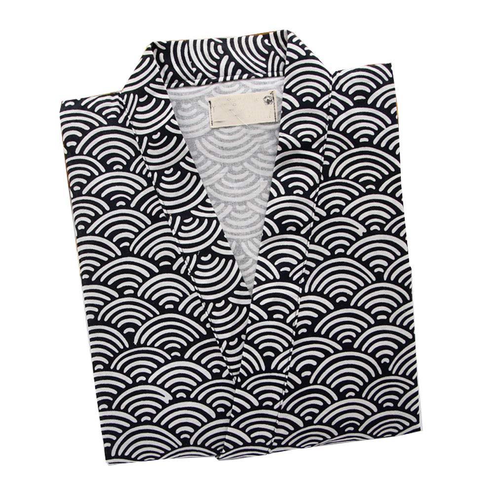 un-brand Japanese Short-sleeved Pajamas Yukata Kimono Wave (Size L, Dark)