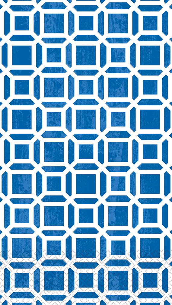 Amscan Indigo Geo Disposable 2 Ply Eco Paper Guest Towels Tableware, 7.5 x 4.3, Blue/White