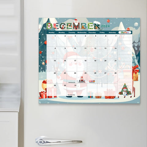 AECCN 2025 Magnetic Calendar for Fridge from Jul. 2024 to Dec. 2025, Includes 18 Months of Schedules and Holidays, 11.8" X 10" 12 Theme Fridge Calendar with Thick Paper, Suitable for Home Planning