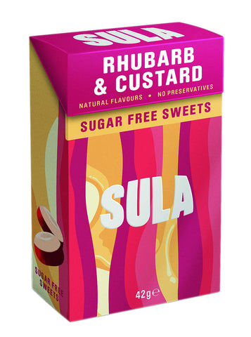 Sula Sugar Free Rhubarb and Custard Boiled Sweets 42 g (Pack of 14)