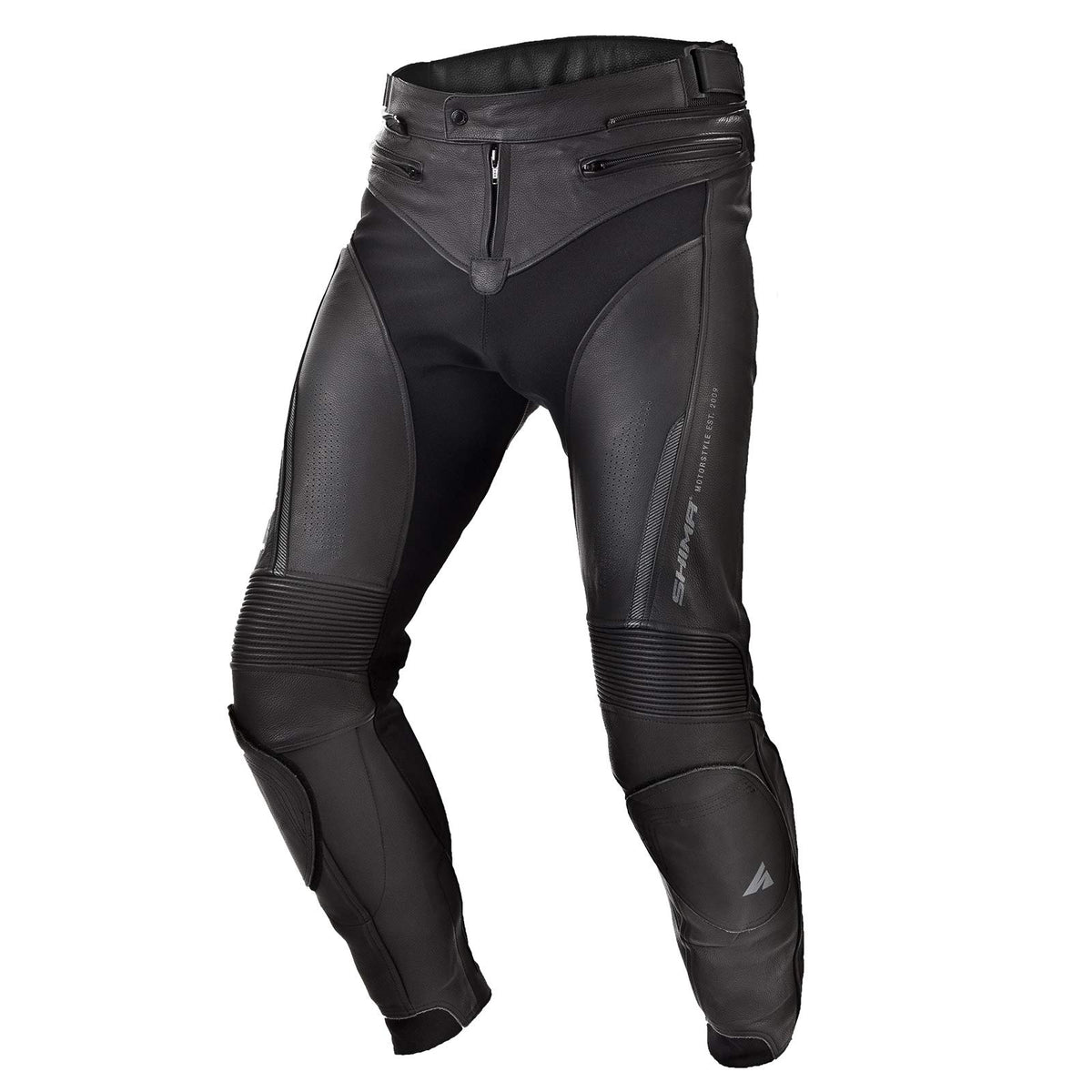 SHIMA CHASE Motorbike Pants - Leather, sport pants with hips & knees protectors, perforated leather, for 2-piece suit (Black, 52)