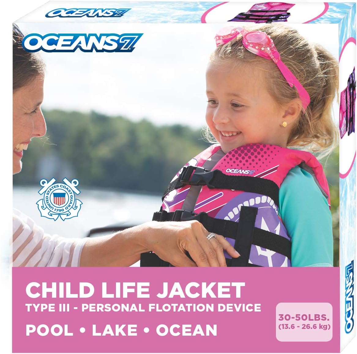 Oceans 7 US Coast Guard Approved, Infant-Child-Youth Life Jacket Vest â€“ Sizes for 8-90 lbs. â€“ Type III Vest, PFD, Personal Flotation Device