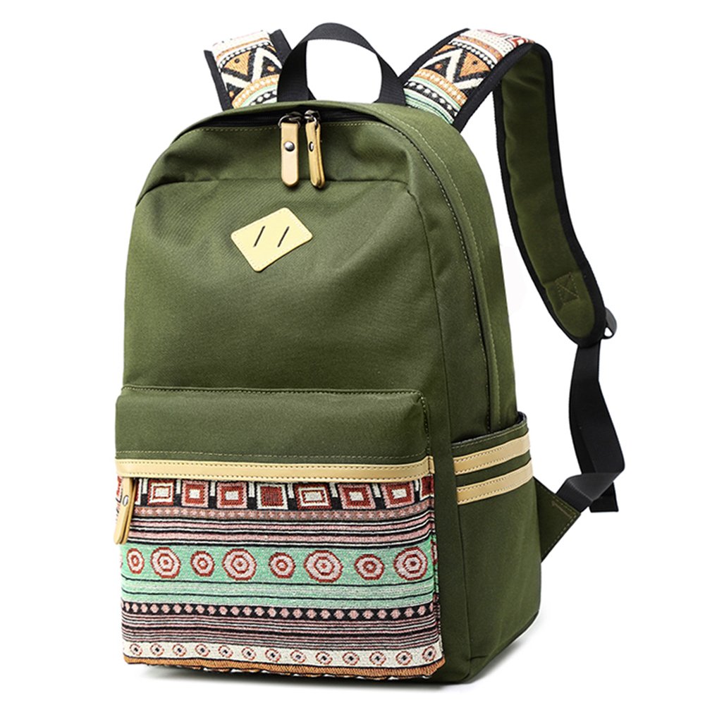 Swacort Backpack for School Women Canvas Travel Laptop Backpacks for Boys Girls Schoolbag Toddler Kids Bookbag Casual Lightweight Back Pack Carry on Tactical Daykpack Army Green