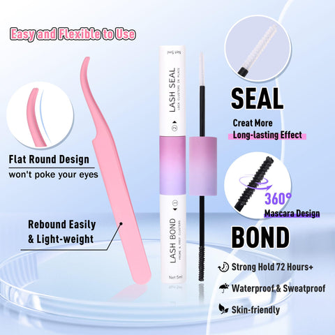 Natural Lash Clusters Kit Lash Extension Kit 243 Pcs Wispy DIY Eyelash Extension Kit Individual Lashes Kit CC Curl 8-14MM Cluster Eyelashes for Beginner by Newcally