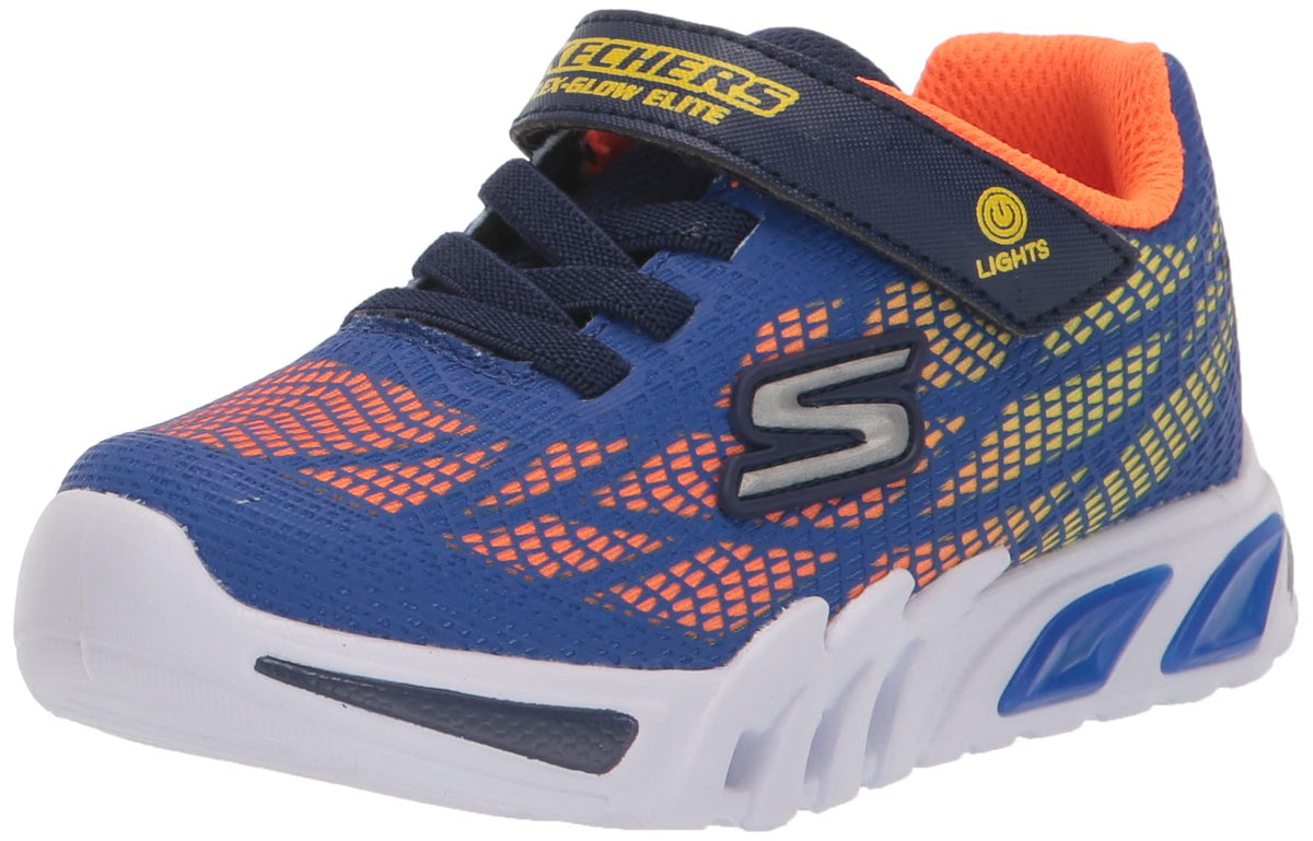Skechers Boy's Flex-Glow Elite-Vorlo Sneaker, Royal/Orange, 12 Little Kid