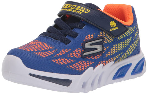 Skechers Boy's Flex-Glow Elite-Vorlo Sneaker, Royal/Orange, 12 Little Kid
