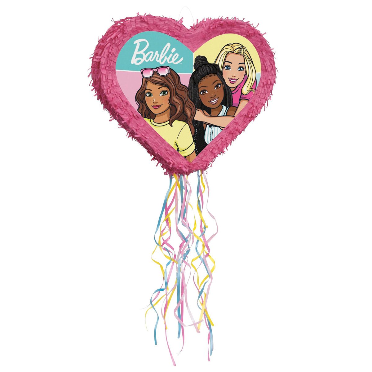 Unique Barbie Heart-Shaped Drum Pull Pinata, 19.69" - 1 Count | For Kids Birthdays & Events