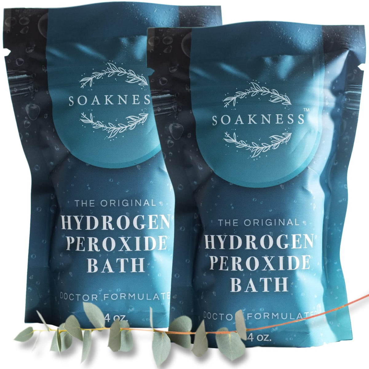 Hydrogen Peroxide Bath Epsom Salts for Soaking for Pain - Dead Sea Salt, Clay, Eucalyptus, Colloidal Oatmeal Bath, Energize and Detox Bath (2) Pack