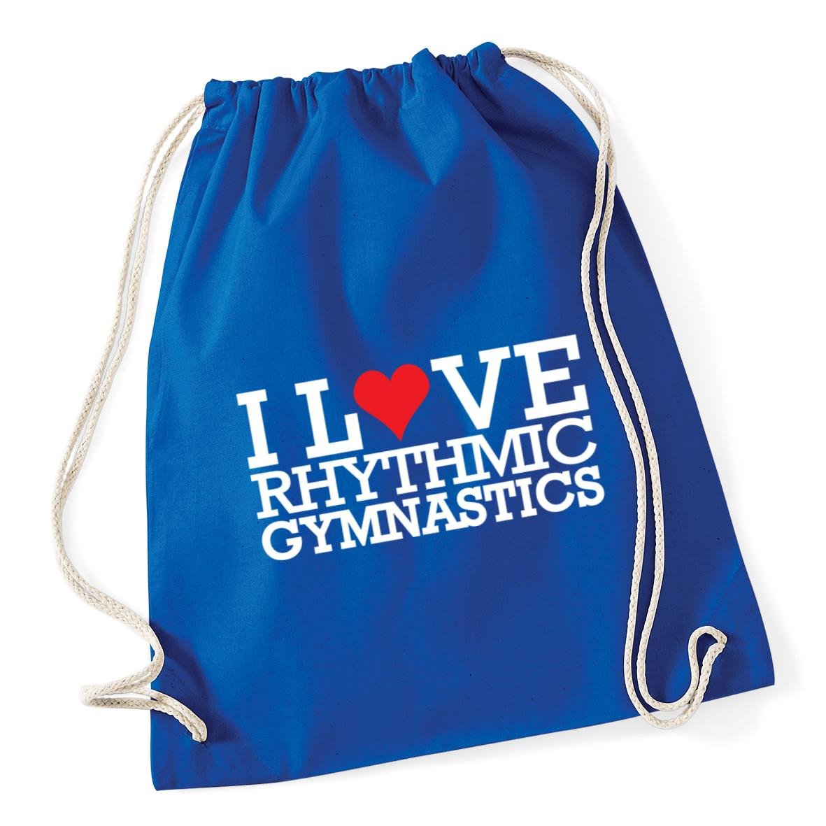 Hippowarehouse I Love Rhythmic Gymnastics Drawstring Cotton School Gym Kid Bag Sack 37cm x 46cm, 12 litres