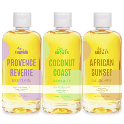 Bath and Body Oil - Autumn Shower Oil with Sweet Almond, Jojoba Oil, Sweet Almond & Lavender & Coconut Bath Oils Mother's Day Gift for Women, Multiuse Oil for Hair & Dry Skin 30 fl oz (Pack of 3)