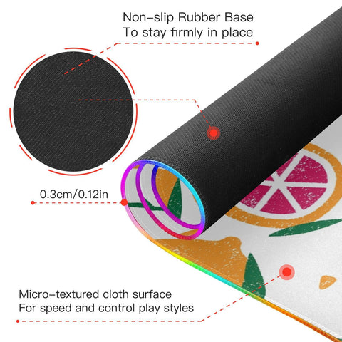 Citrus Lemon Wireless Charging Mouse Pad for Mobile Phone Extra Large Gaming Mousepad with 13 Lighting Modes Keyboard Mat for Gaming MacBook PC Laptop Desk Home Office