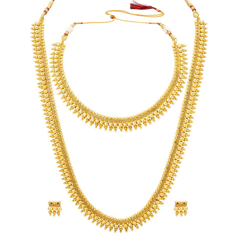 Aheli Gold Plated Maharani Haar Necklace with Earrings South Indian Traditional Festive Bridal Wear Jewelry Set Gift for Women
