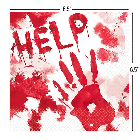 Spooky Red & White Bloody Good Time Luncheon Napkins - 6.5" x 6.5" (Pack of 36) - Creepy & Stylish Halloween Decoration - Perfect for Halloween Decor