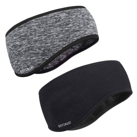 Roysmart Winter Ear Warmers Headband, Stretchy Yoga Headband Gym Sport Headband Thermal Ear Muffs Ski Headband Moisture Wicking for Women Man (Black)