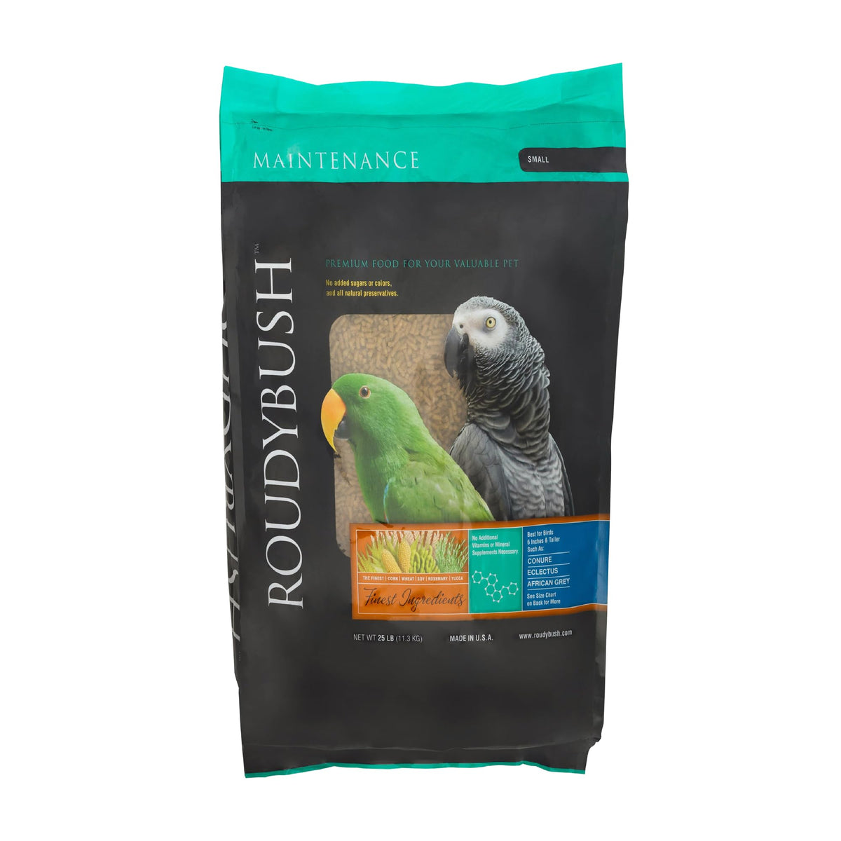 RoudyBush Daily Maintenance Food for Birds - Scientifically Formulated Bird Feed - Bird Food Pellets w/Corn, Wheat, Soy & More - Nutritious & Healthy Feed for Birds (Small, 25lb)