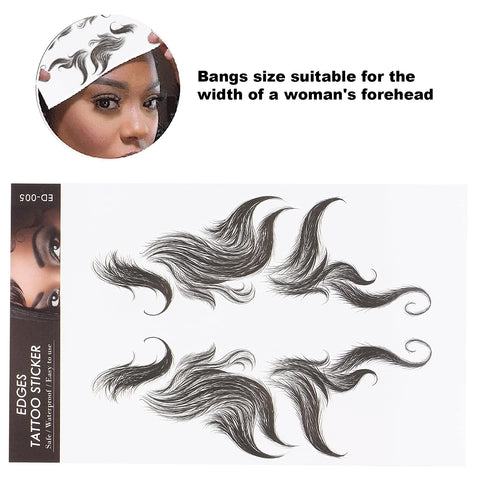 Hair Edges Tattoo Stickers Fashion Temporary Tattoos Edges for Hair DIY Waterproof Long Lasting Fake Hairline Sticker for Women Girls(ED-05)