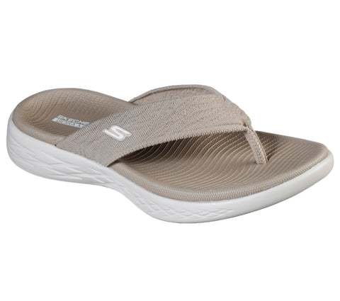 Skechers Women's On-The-go 600 Sunny Flip-Flop, Taupe, 12